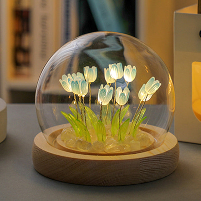 (Thirteen Blue Tulips) Glowing Tulip Dome Lamp