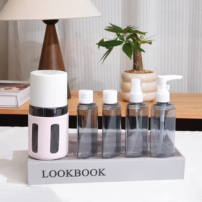 Round Pink 2-Piece 4-in-1 Travel Dispenser Set-Leakproof Refillable Bottles for Toiletries – product detail