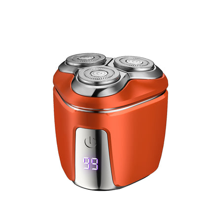 Orange Mini Electric Shaver for Men - Portable & Rechargeable Razor for Travel