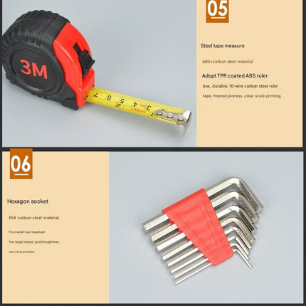 39-Piece Home Tool Kit - Red Carbon Steel Hardware Set