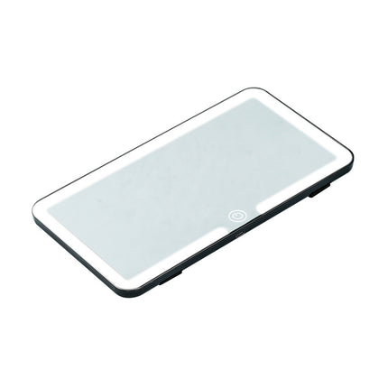 Black Single button Car Sun Visor Makeup Mirror with LED Light - Tri-Color, Touch Control