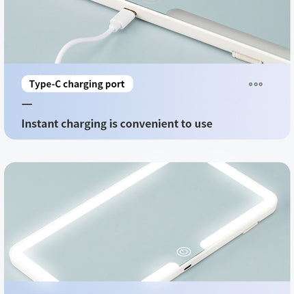 White double button Car Sun Visor Makeup Mirror with LED Light - Tri-Color, Touch Control