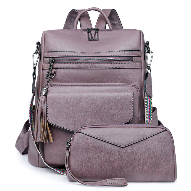 Purple Fashionable Women's Backpack Set