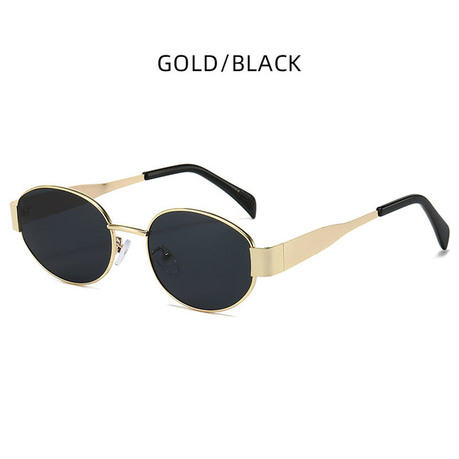 Gold Plus Black 2-PCS Retro Oval Sunglasses with UV Protection for Men & Women V888-ELOSUNG22680