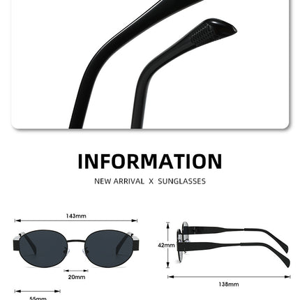 Gold + Black 2-PCS Retro Oval Sunglasses with UV Protection for Men & Women