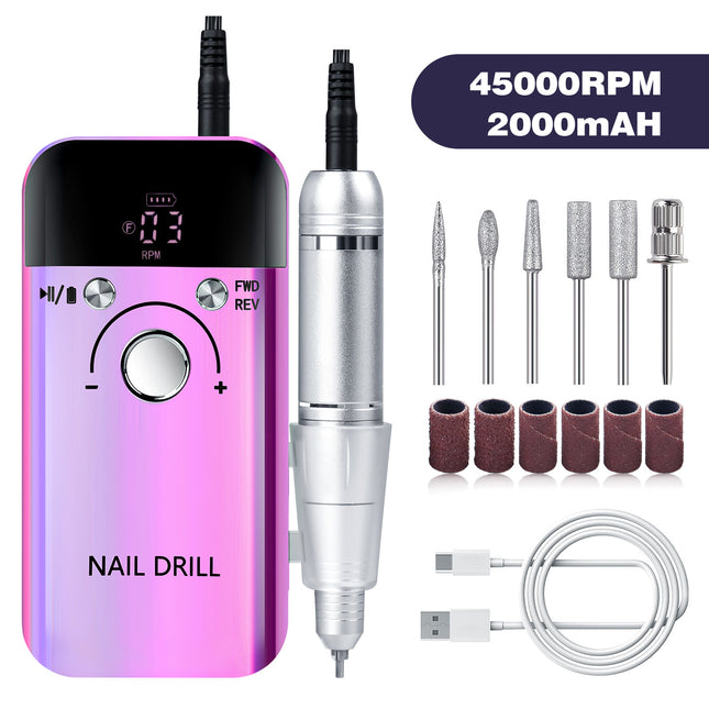 Purple High Speed Portable Nail Drill Set