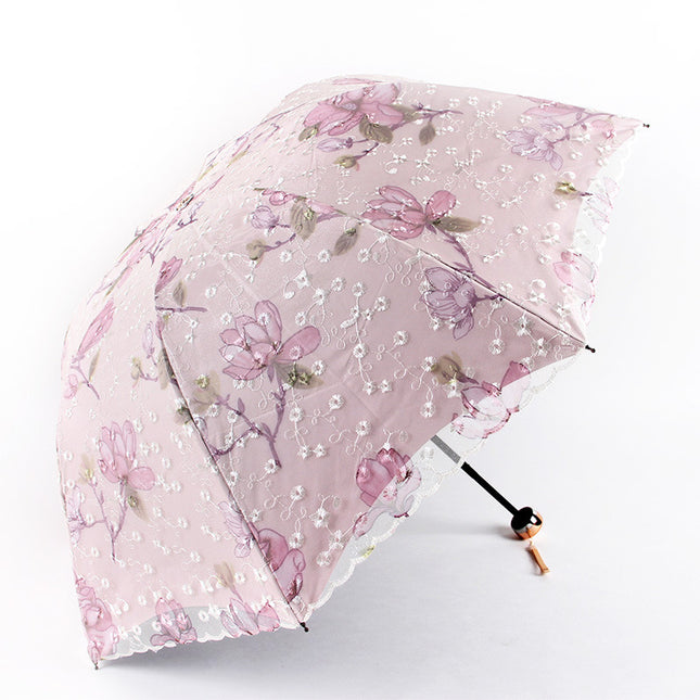 Pink Elegant Lace Parasol