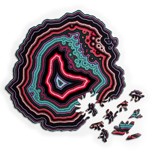 Black and Red Algorithmic Agate Jigsaw Puzzle