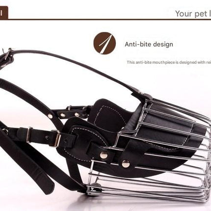 Black Metal Basket Dog Muzzle - Anti-Bite & Anti-Barking - M