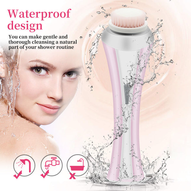 Pink Rechargeable Facial Cleansing Brush Kit with 4 Heads & Charging Dock – product detail