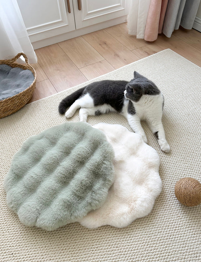 Matcha color Plush Round Cat Mat – product detail