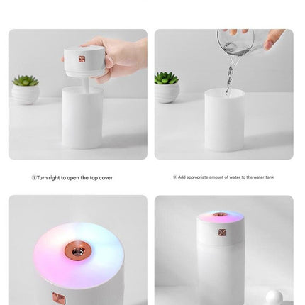 Pink 300ml USB Air Humidifier - Quiet Mini Humidifier for Bedroom, Office, Car
