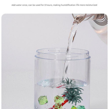 White Mini USB Micro Landscape Humidifier - 260ml Cool Mist Maker with LED Light