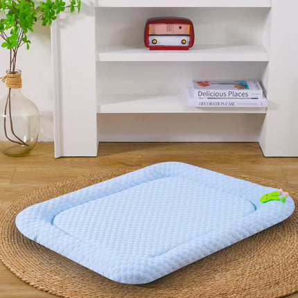 Blue Breathable Cooling Pet Mat - Ice Bean Summer Bed for Small Dogs (S : 35x47cm)