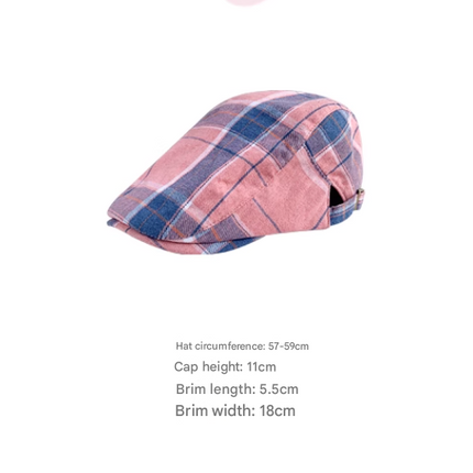 2-PCS Yellow Lightweight Checkered Flat Cap - Adjustable Retro Driver Hat for Men & Women