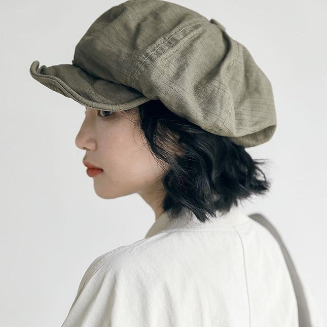 Harajuku Green Women's Vintage Style Baker Boy Cap