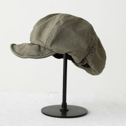Harajuku Green Women's Vintage Style Baker Boy Cap - Soft Cotton Linen Blend