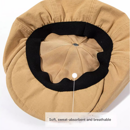 Black Women's Vintage Style Baker Boy Cap - Soft Cotton Linen Blend
