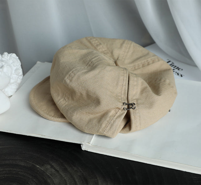 Beige Women's Vintage Style Baker Boy Cap – product detail