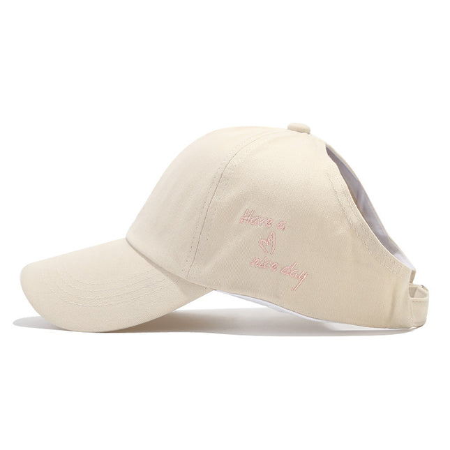 Beige Stylish Ponytail Opening Baseball Cap