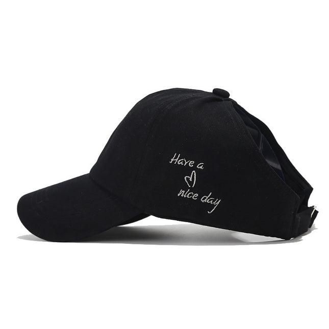 Black Stylish Ponytail Opening Baseball Cap