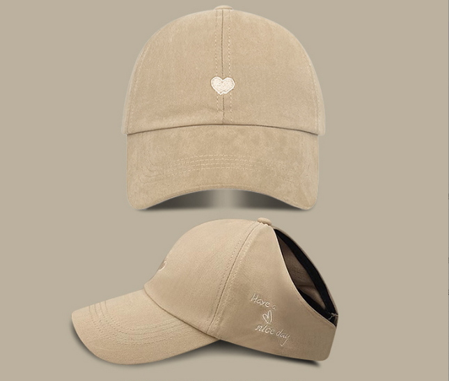 Khaki Stylish Ponytail Opening Baseball Cap