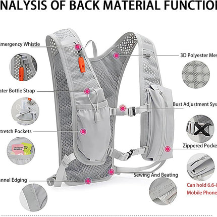 Black Lightweight Hydration Vest Pack - Breathable Running & Cycling Backpack