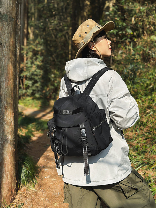 Black Lightweight Nylon Backpack