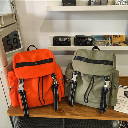 Orange Lightweight Nylon Backpack - Water Resistant Travel Daypack for Women & Men
