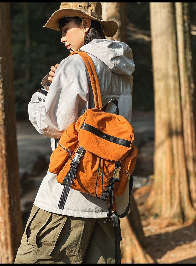 Brown Lightweight Nylon Backpack