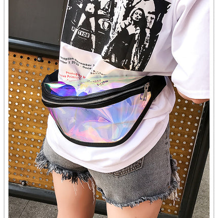 Black Transparent Waist Bag - Shiny Laser Waist Bag Crossbody Bag
