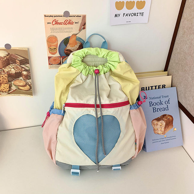 Yellow Colorblock Drawstring Backpack
