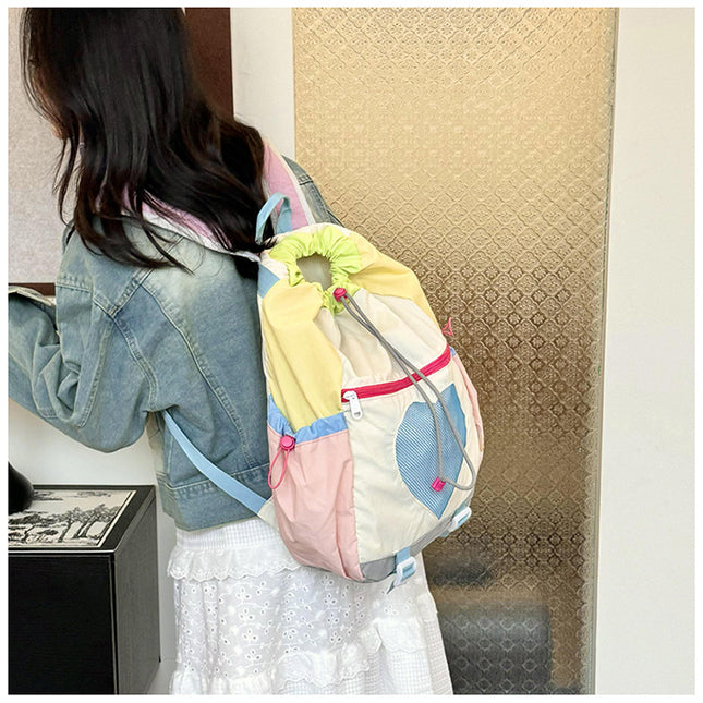 Yellow Colorblock Drawstring Backpack – product detail