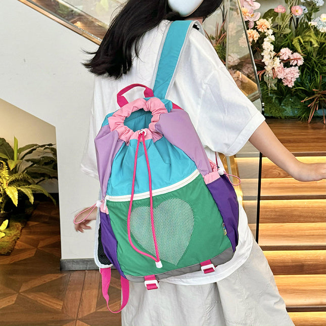 Green Colorblock Drawstring Backpack – product detail
