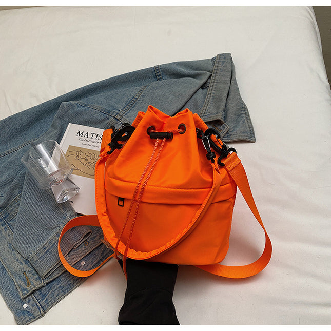 Orange Casual Nylon Drawstring Bucket Bag – product detail