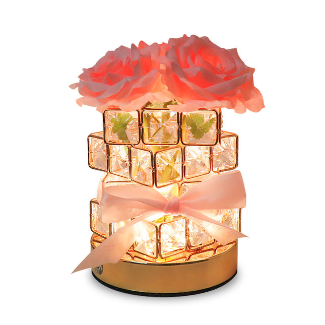 Pink Rose LED Crystal Flower Table Lamp – product detail
