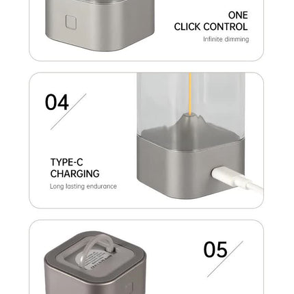 Silver Portable Magnetic Table Lamp with Bendable LED - USB-C Rechargeable