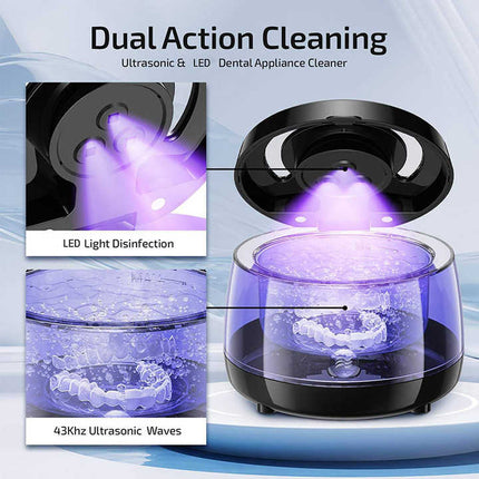 White Ultrasonic Cleaner with UV Light for Dentures, Aligners & Jewelry