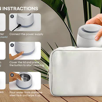 White Ultrasonic Cleaner with UV Light for Dentures, Aligners & Jewelry