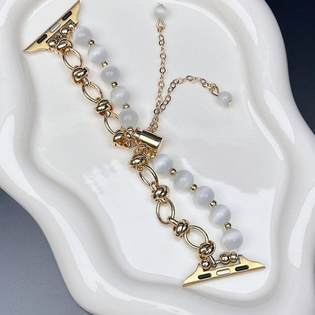 2-Pcs Gold Chain with White Beads (Compatible Size :38/40/41MM)