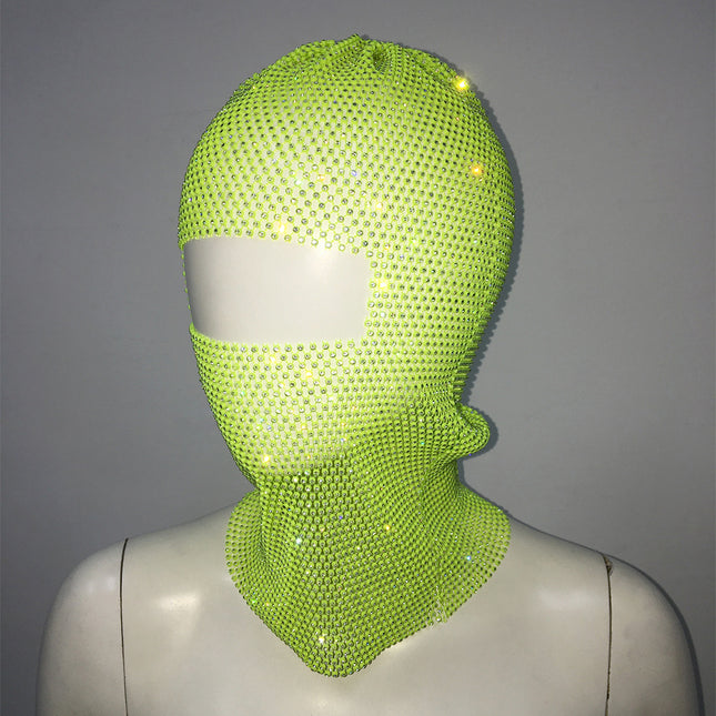 Green Glitter Rhinestone Face Balaclava