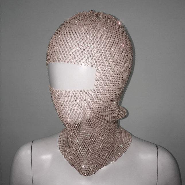 Champagne Glitter Rhinestone Face Balaclava