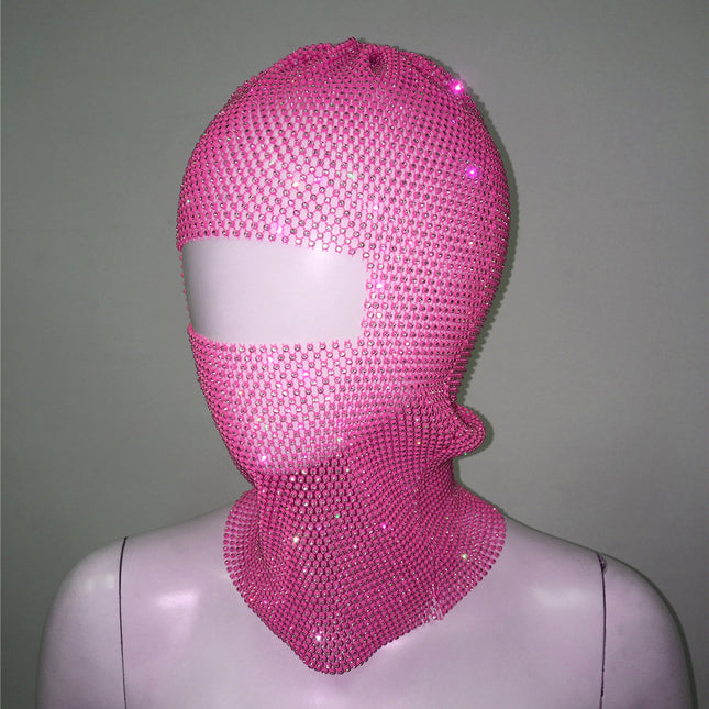 Pink Glitter Rhinestone Face Balaclava