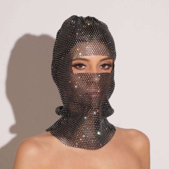 Pink Glitter Rhinestone Face Balaclava