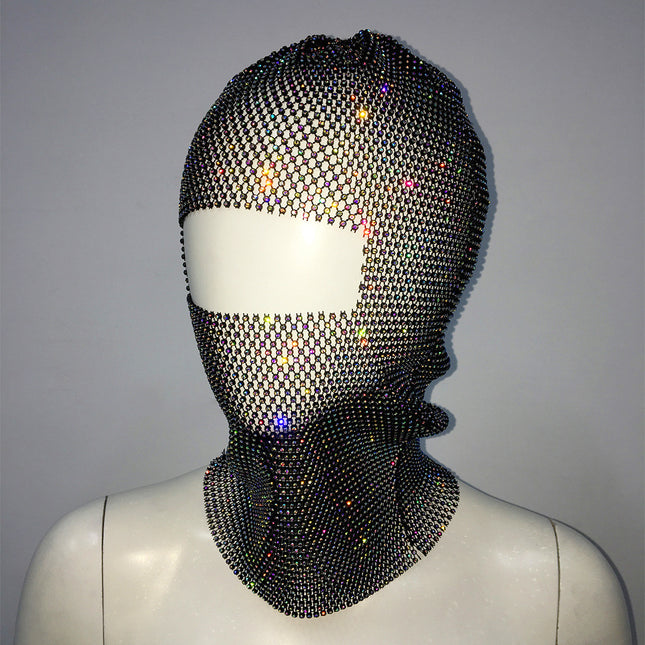Black Colored Diamonds Glitter Rhinestone Face Balaclava