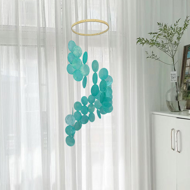 Cyan Bohemian Seashell Wind Chime