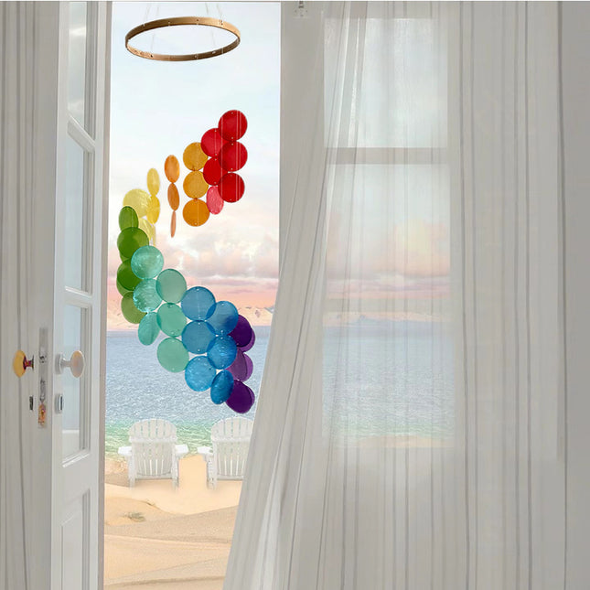 Cyan Bohemian Seashell Wind Chime – product detail