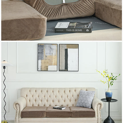 2 Pcs Brown Elegant Polyester Sofa Cover - Full Protection Against Cat Scratches & Wear