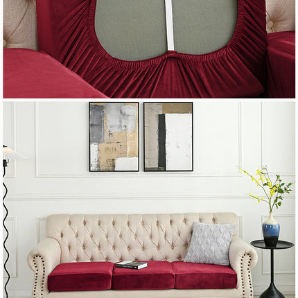 2 Pcs Claret Elegant Polyester Sofa Cover - Full Protection Against Cat Scratches & Wear
