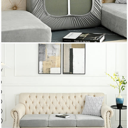 2 Pcs Light Grey Elegant Polyester Sofa Cover - Full Protection Against Cat Scratches & Wear